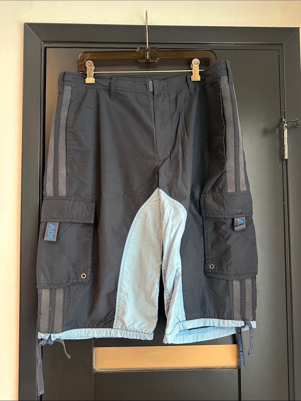 Armani Exchange Dark Blue and Light Blue Men's Cargo Shorts